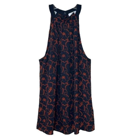 A.L.C.- “Mari” Silk, Printed, Halter Top in Black/Rust, Relaxed Fit - Size 4 - Picture 4 of 12